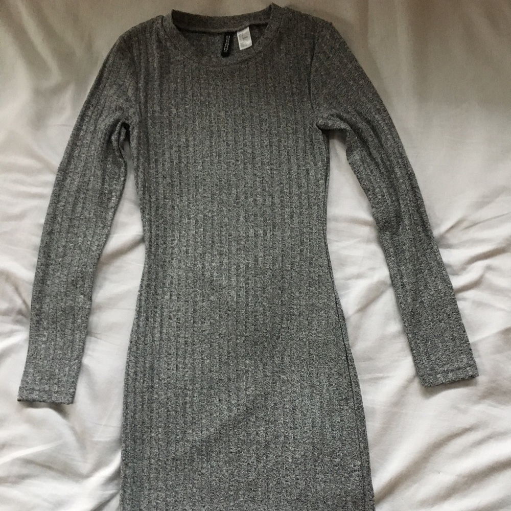 Grey Midi Sweater Dress